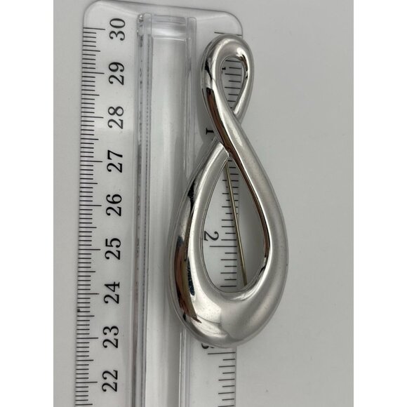 Vintage Monet Asymmetrical Infinity Silver Tone 3" - Picture 8 of 16
